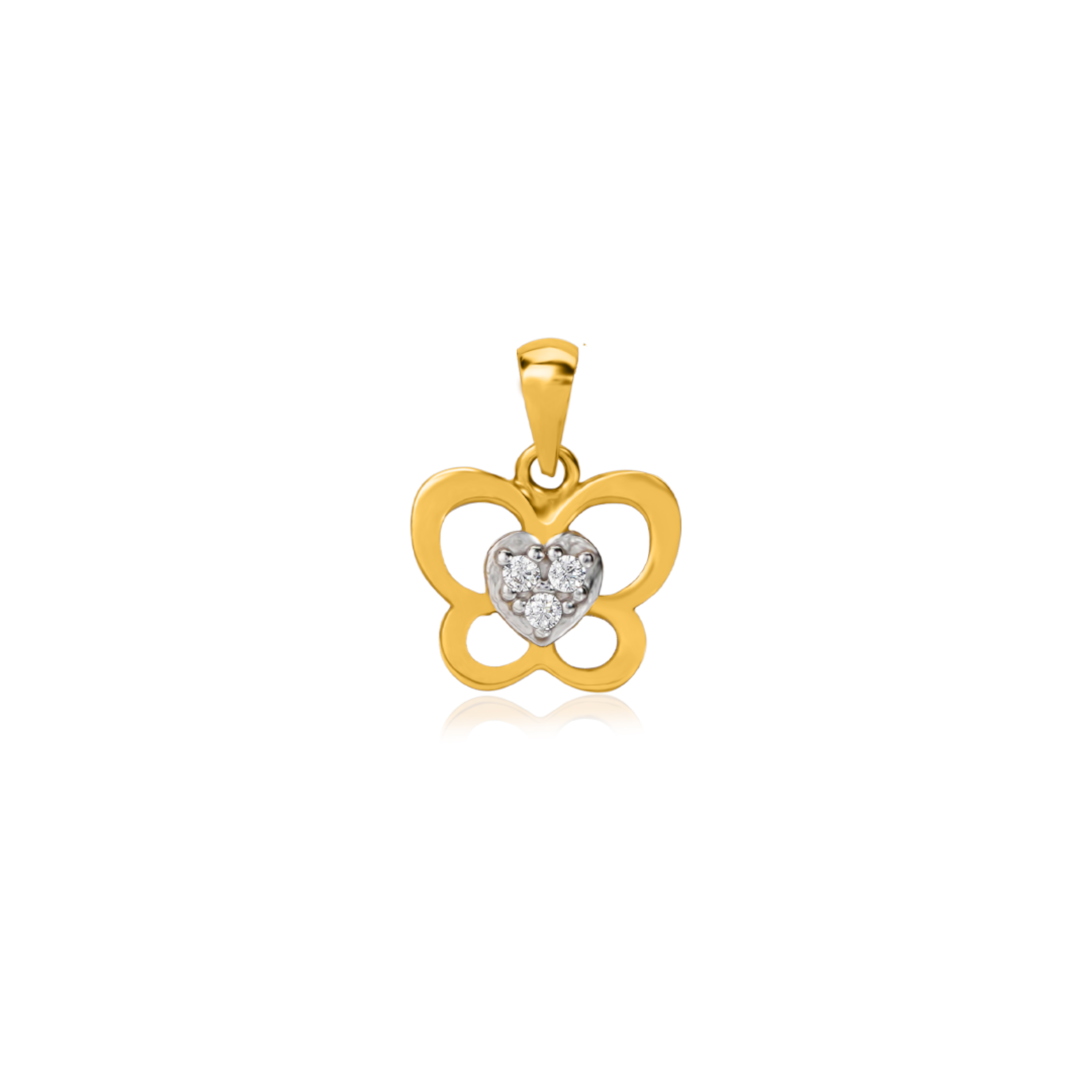 Gold and Zircon Butterfly Pendant